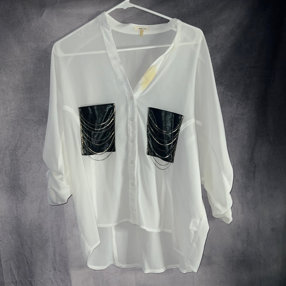 Sheer button up top